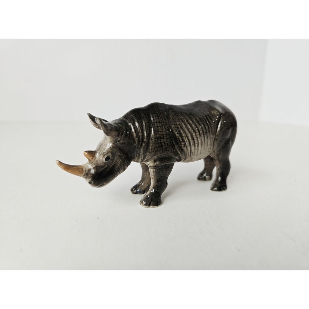 Northern Rose ceramic rhino figurine miniature mini Safari animal